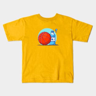 Basket Ball With Bottle Cartoon Vector Icon Illustration Kids T-Shirt